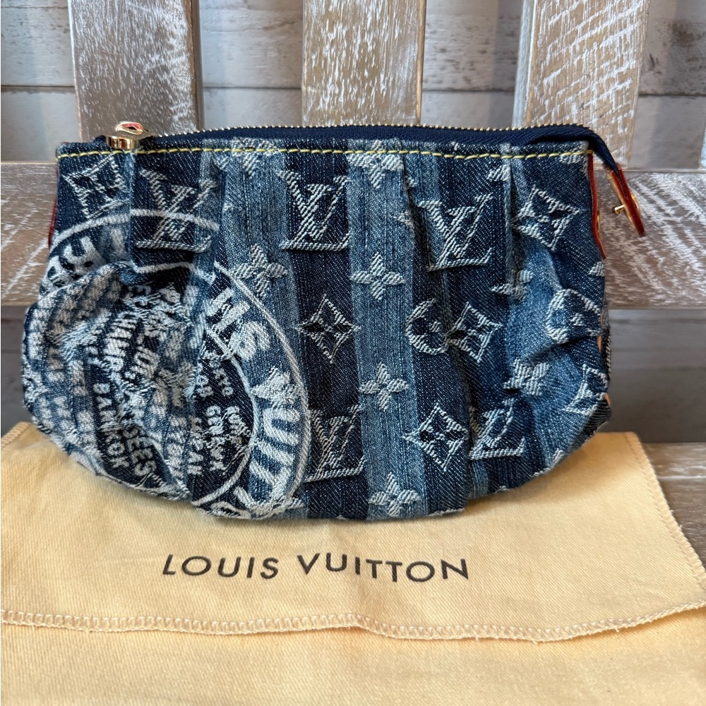 Louis Vuitton Denim Pouch Monogram Trunks and Bags Cabas Raye Trousse Clutch